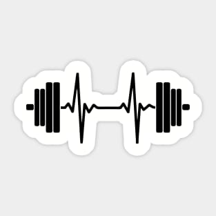 Barbell Heartbeat Black Sticker